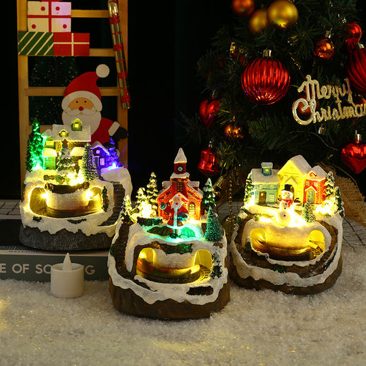 Christmas With Concert Rotating Train Resin Decorations Decorations